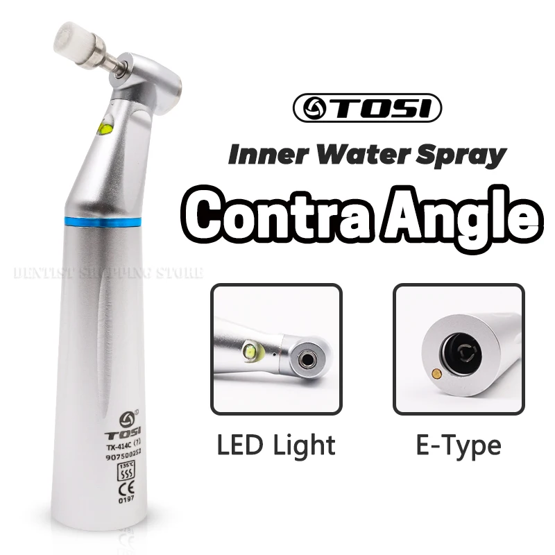 TOSI Original Extraction Inner Water Spray Type LED Handpiece Low Speed Air Contra Angle Turbine TX-414 Handpiec Dentist Clinic