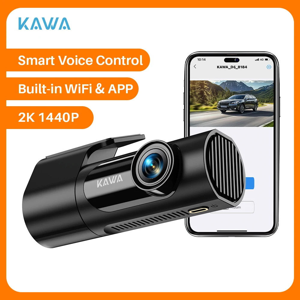 

KAWA Car DVR D6 Dash Camera for Car 1440P Video Recorder EN RU FR JP Voice Control 24H Parking Mode App Control Night Vision