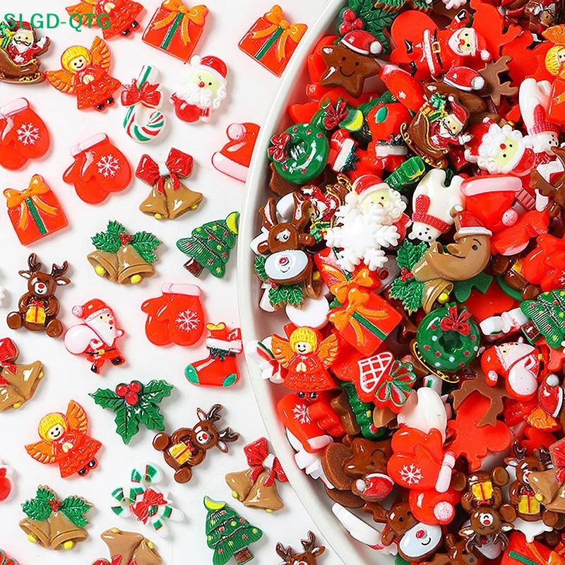 NEW 10/30Pcs New Cute Christmas Series Flat Back Resin Cabochons For DIY Jewelry Craft Scrapbooking Decoration Accessorie