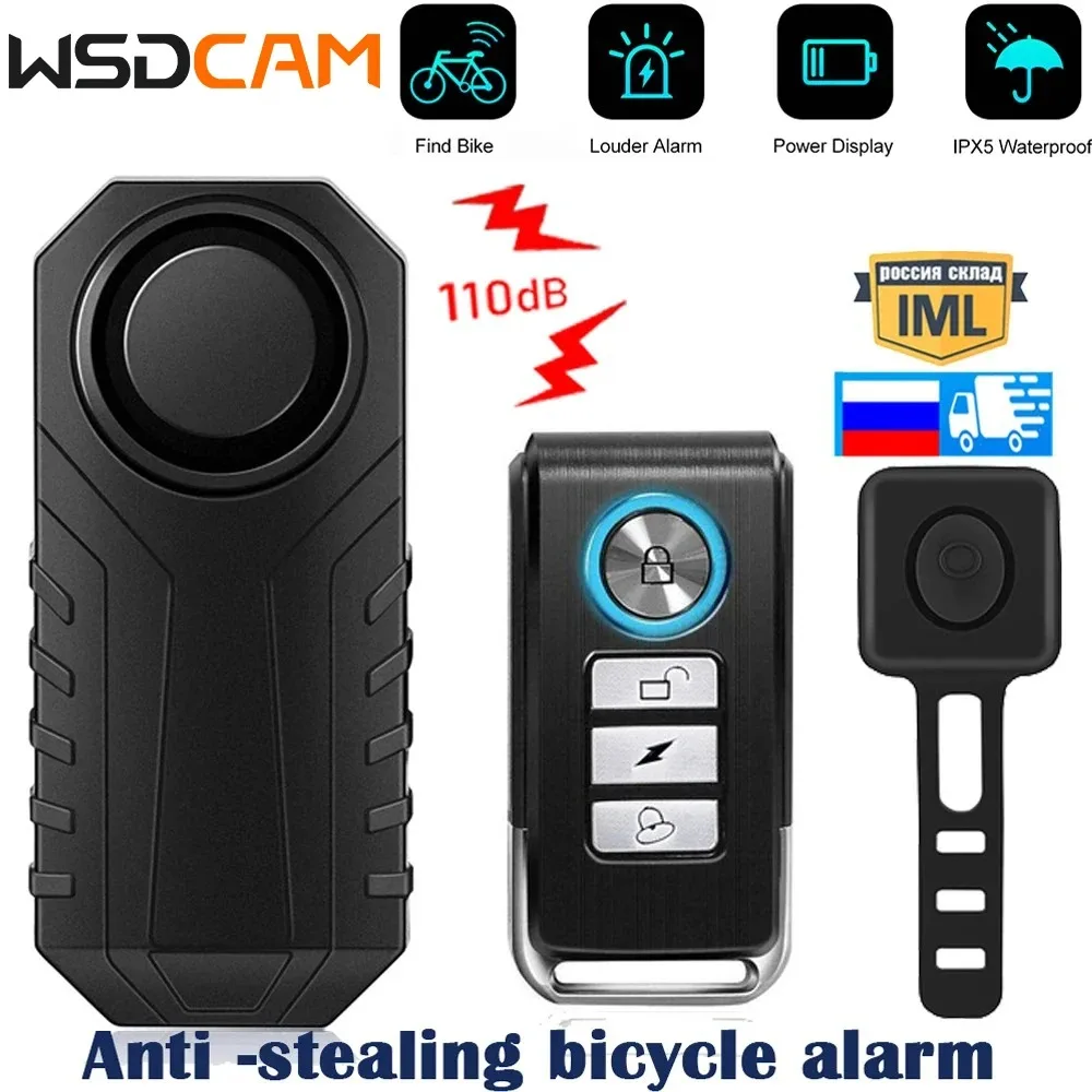 Wsdcam alarme de bicicleta controle remoto 113db sem fio anti perdido lembrar aviso alarme sensor à prova dwaterproof água alarme da motocicleta