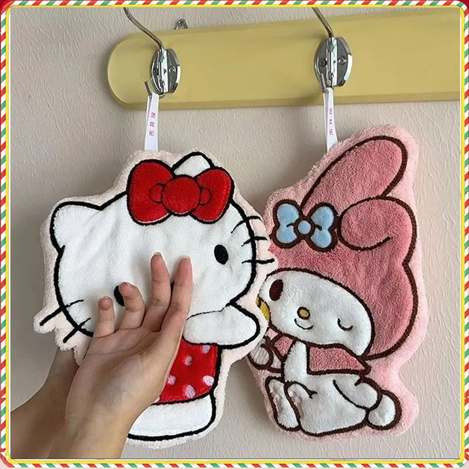 

Милые полотенца для рук из кораллового флиса - дизайн с персонажами Hello Kitty, My Melody, Pochacco, высокая впитываемость, быстросохнущие, подарок для детей и кухни