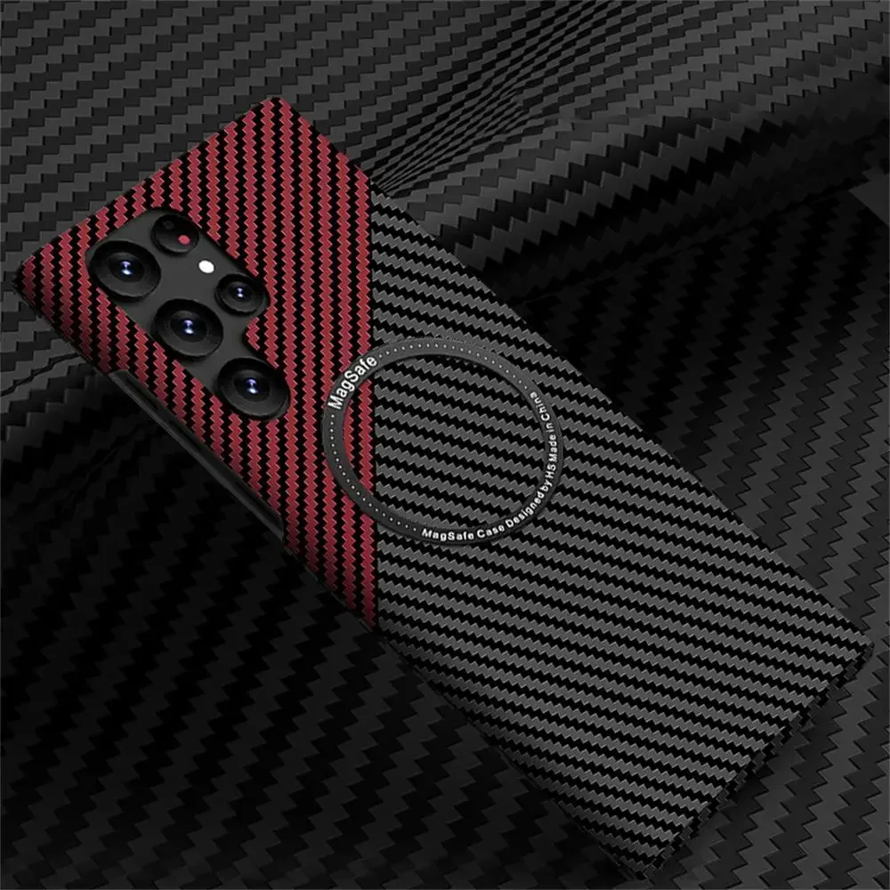 Carbon Fiber Magnetic Macsafe Case for Magsafe Samsung S22 S24 Ultra S21 S23 Plus S22ultra S22Plus Mac Safe Cover Accessories