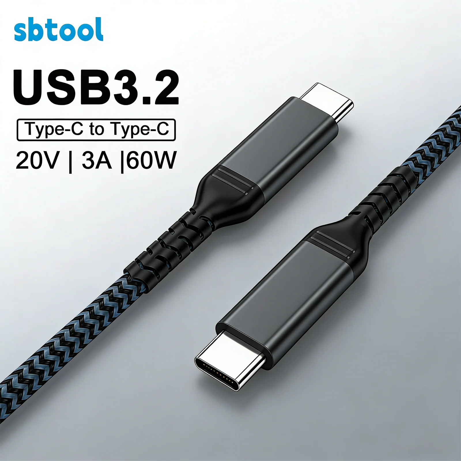 10Gbps USB-C to C PD Fast Charging Cable USB 3.2 Data Transfer Cord for Laptop & Hard Drive 60W
