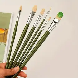 6pcs Professional Filbert Paint Brush Set - Natural Chungking Hog Bristles With Long Wooden Handles For Oil & Acrylic Painting