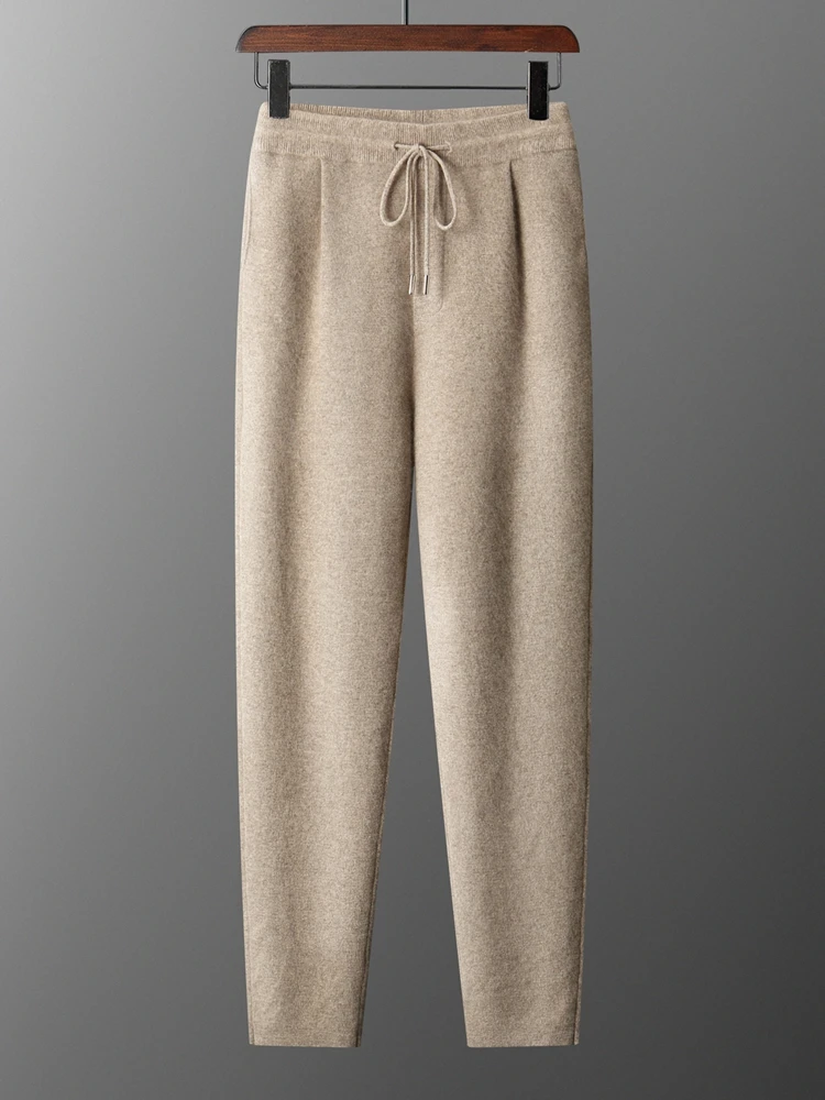 

TLOML мужские 100% кашемировые трикотажные брюки кашемировые умные повседневные брюки-карандаш осень-зима утепленные мягкие удобные брюки на шнурке