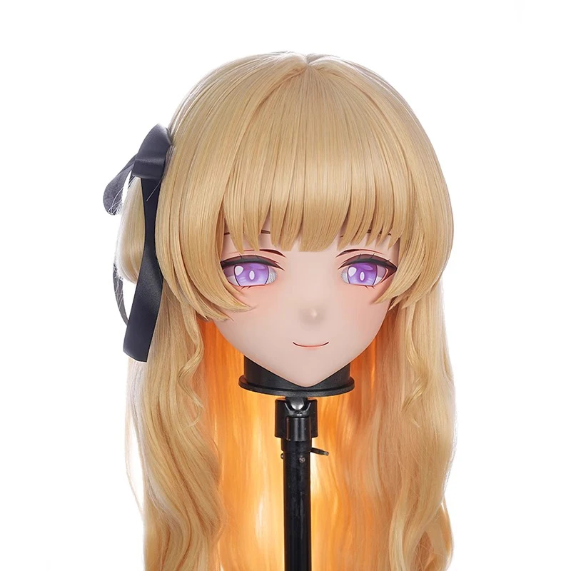 Customize Character Female/Girl Resin Kig Mask Full Head With Lock Anime Cosplay BJD Japanese Anime Kigurumi Mask