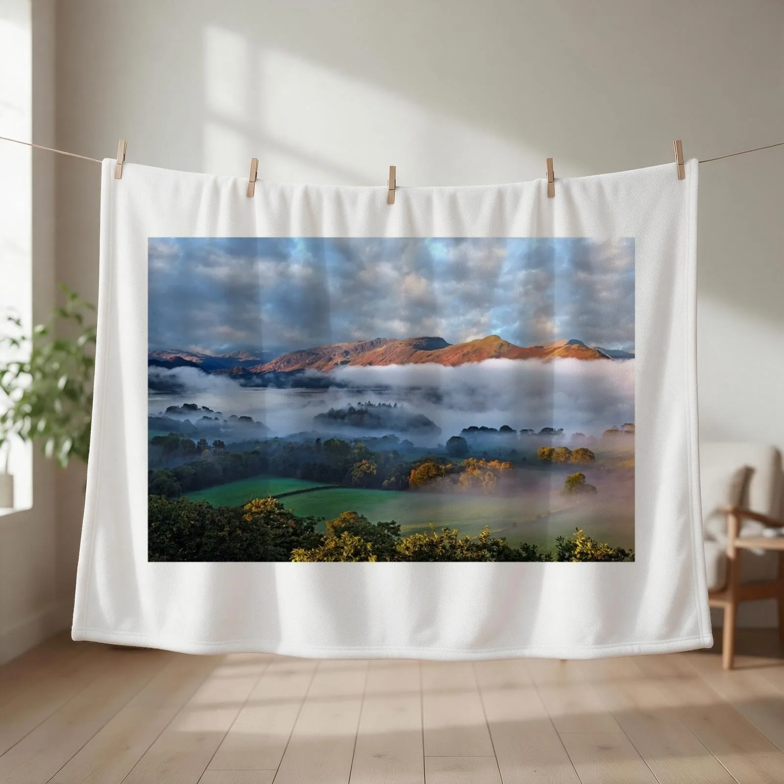 Mists on Derwentwater and Catbells in the English Lake District Throw Blanket Baby decorative Thin for babies Blankets