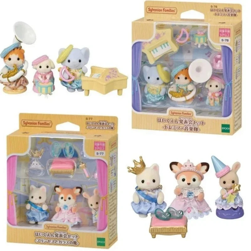 

Original SYLVANIAN FAMILIES Anime Looping Concert Rabbit Maple Leaf Cat Pvc Figures Toy Figurine Room Decoration Birthday Gift