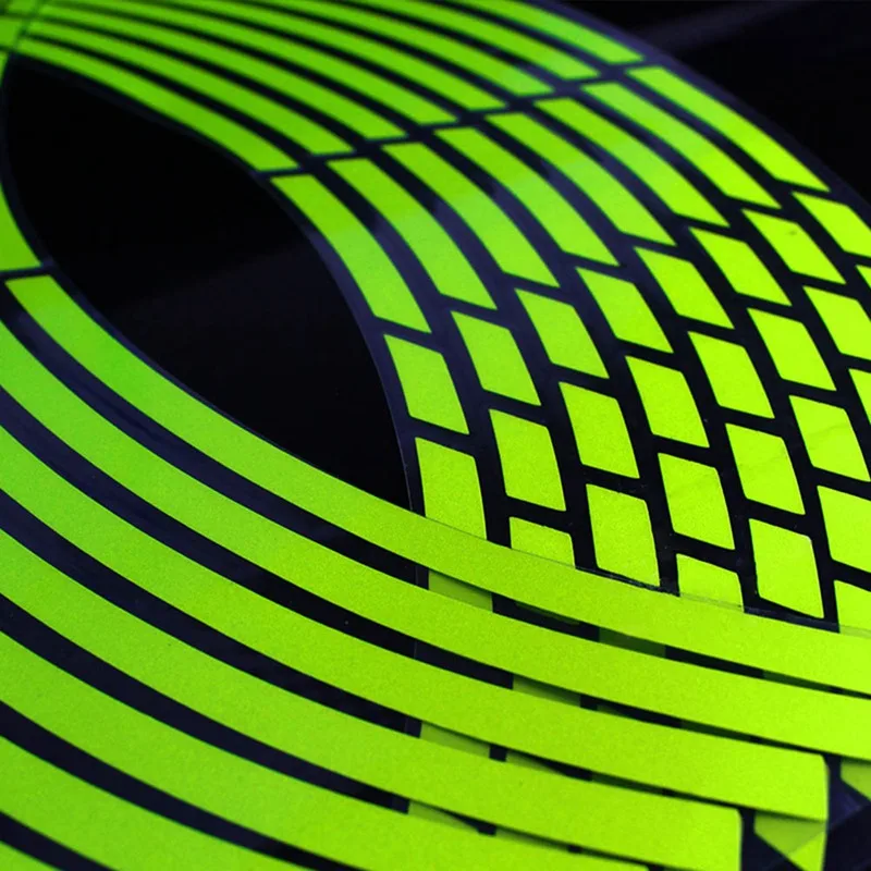 18" Motorcycle Sticker Moto Strips Reflective Wheel Rim For Motorbike Scooter Fault Car Sticker Cool Green Fluorescent Decora