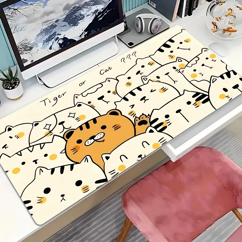 لوحة ماوس لطيفة على شكل قطة ونمر مصنوعة من المطاط المضاد للانزلاق والمتين مع طباعة عالية الدقة، مناسبة لكل من المكاتب والمنازل #1