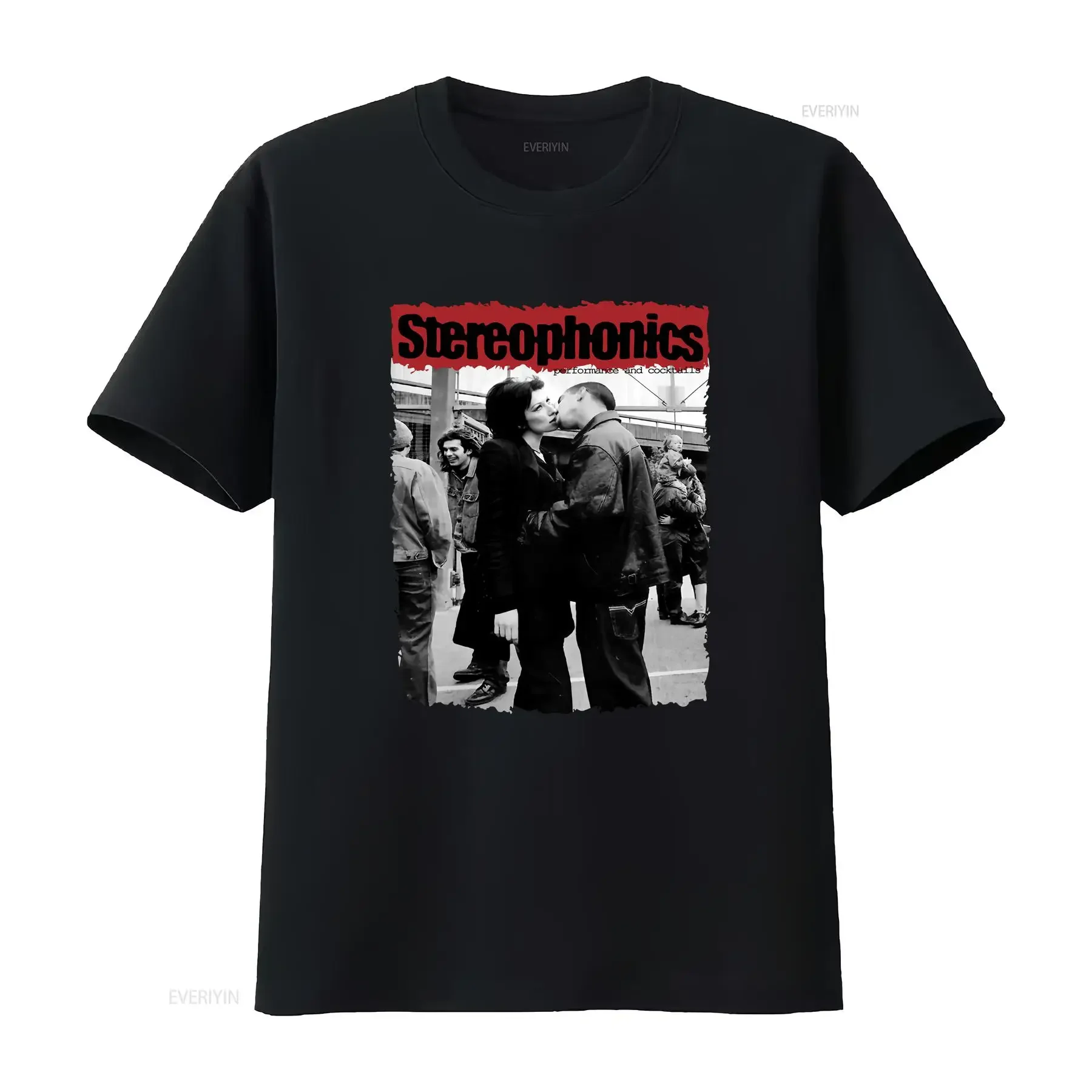 Vintage 90's STEREOPHONICS Welsh Rock Band Cover Album Photo Black Medium T Shirt Perfomance And Cocktails Tour Music Post
