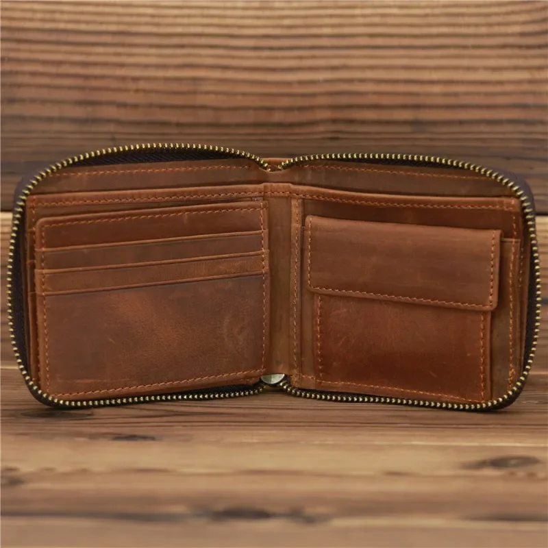 Carteira masculina de couro genuíno bifold capacidade extra bifold titular do cartão de crédito carteiras masculinas bolsa de moedas