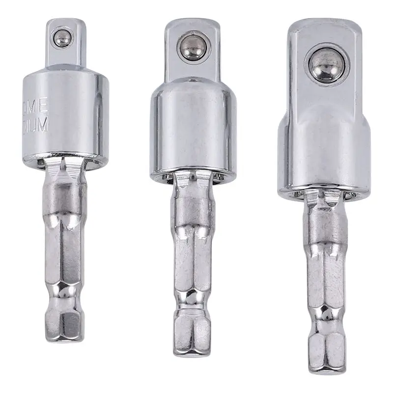 AT02-3 Pack Impact Grade Socket Adapter 360-Degree Universal Joint Swivel Socket Set, Socket To Drill Adapter