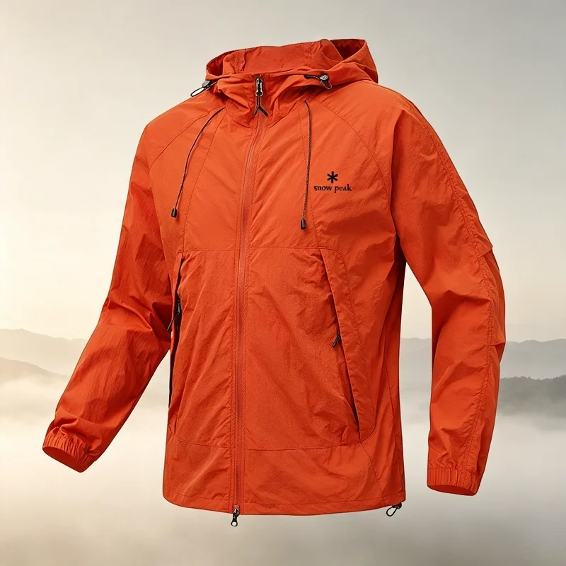 snow peak Men Hooded Sun Protection Jacket Breathable Loose Quick Dry Coat Outdoor Fishing Cycling Travel Casual Outerwear