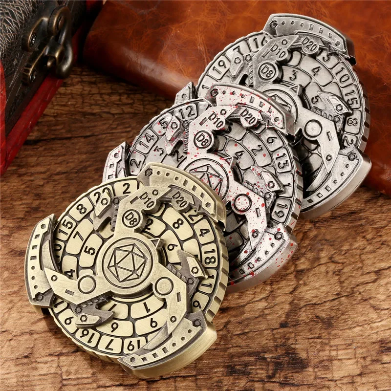 

Vintage Rotating Dice Spinner 7-In-1 Metal Spinning Wheel for Table Board Role Play Gaming Accessory Party Wedding Gift Set