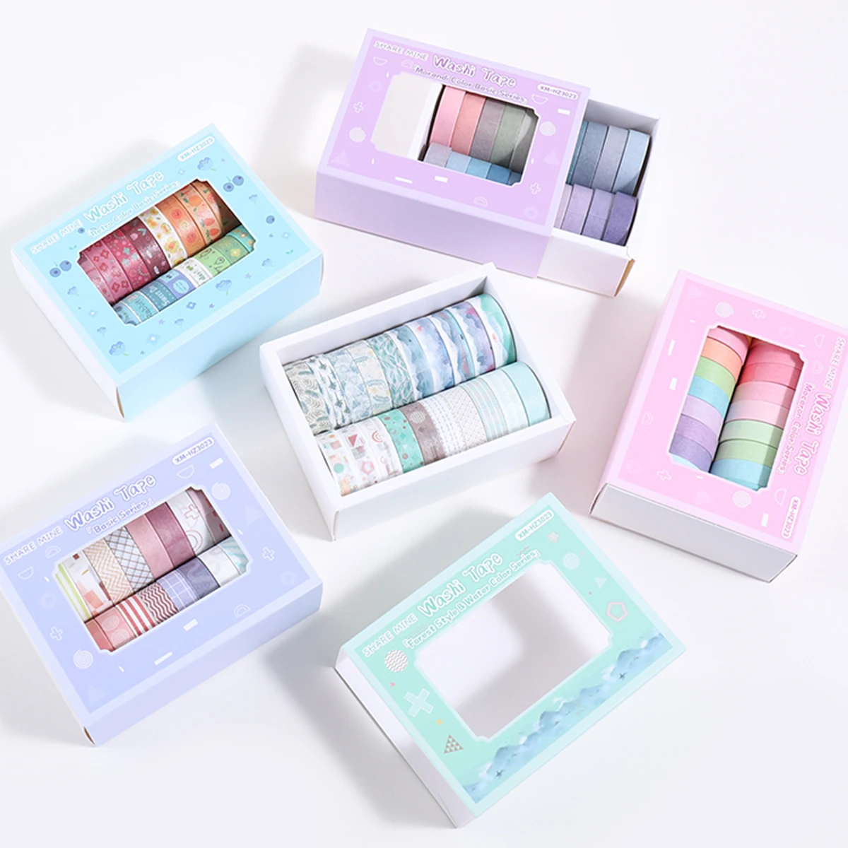 20 Rolls Colorful Washi Tape Set,Fruit Plant Geometric Patterns for Scrapbooking Journaling DIY Gift Decoration,Stationery Gifts