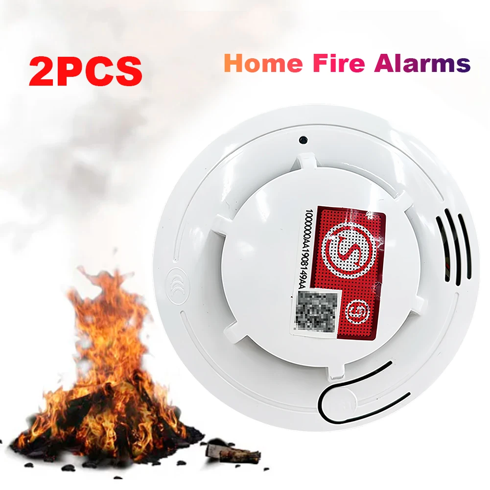 1/2Pcs Home Fire Alarm Smoke Detector with Batteries Fire Protection Smoke Detector Sensitive Smoke Detector Safety Equipment