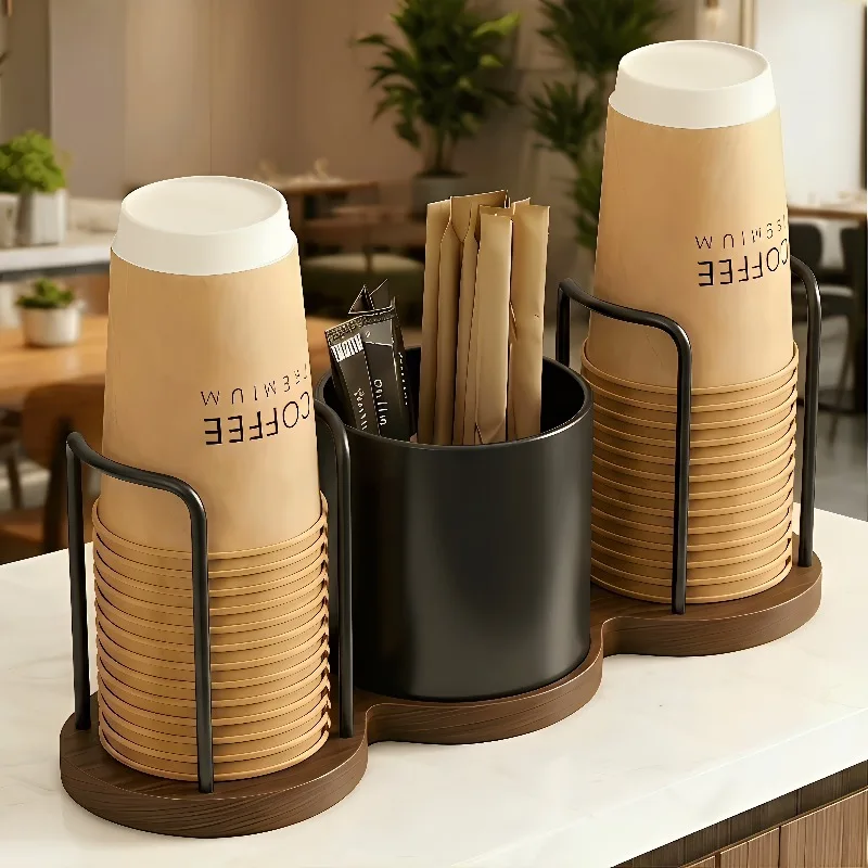 

Disposable cup picker, desktop water cup holder, coffee, tea cup, milk placement rack, antique paper cup holder, storage rack