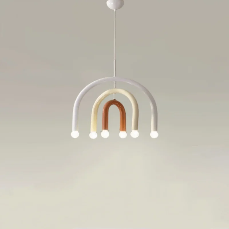 Nordic tri color rainbow hardware chandelier minimalist cream style dining room living room bedroom decoration lighting fixtures