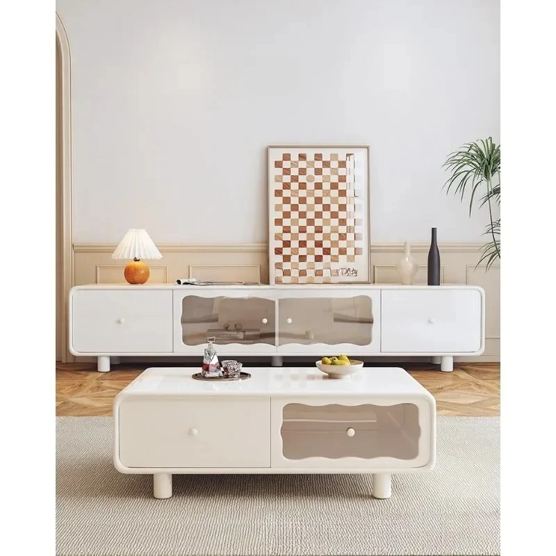 

Cream wind TV cabinet coffee table household living room modern simple small apartment