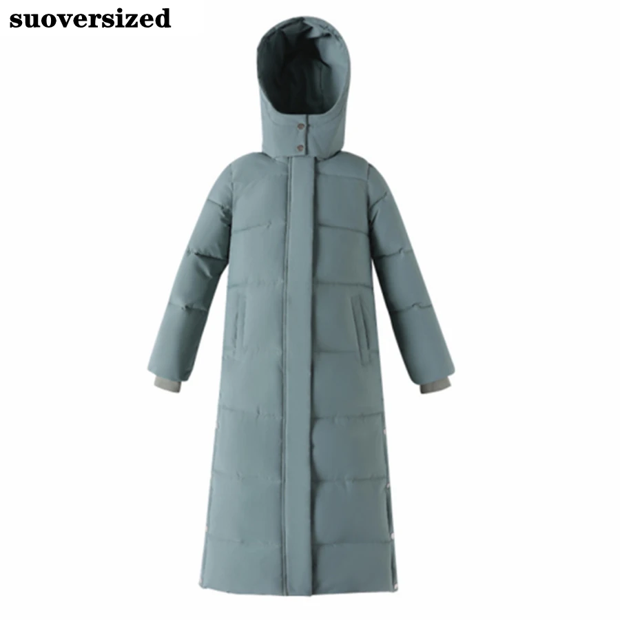 Casual Overcoats Snow Wear Hooded Long Parkas Cold Outwears Tops Korean Warm Thick Sobretudos Winter Cotton Padded Coats Women