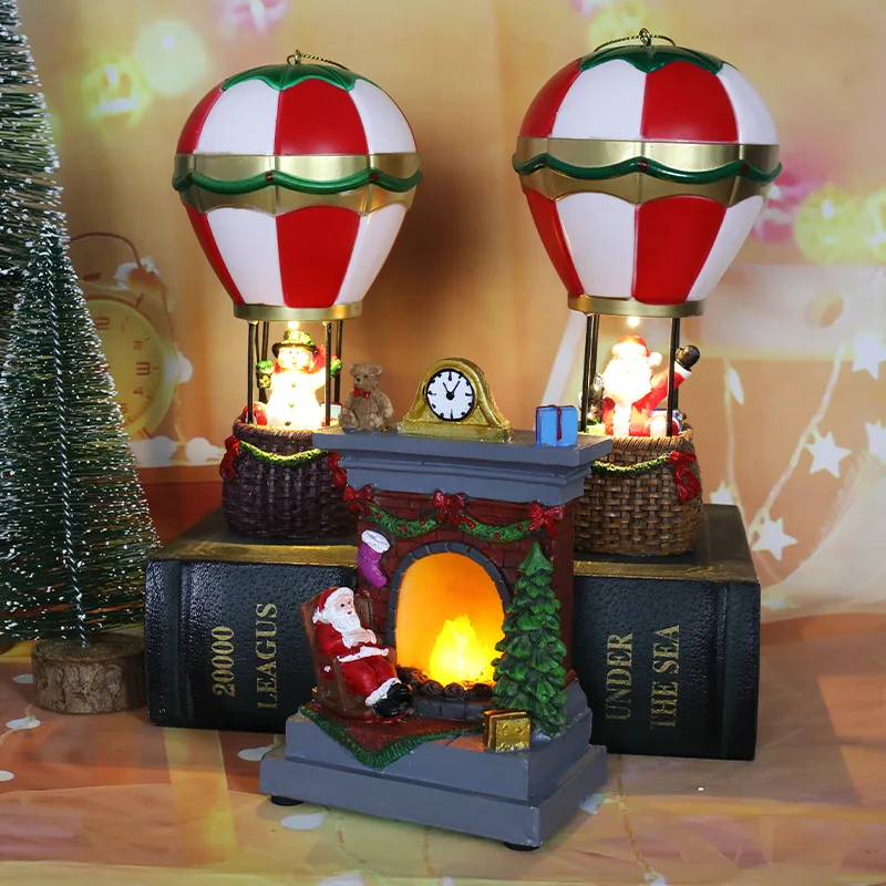 Christmas resin ornaments Christmas glow Santa Claus snowman fireplace small night lights Christmas gifts gift decorations
