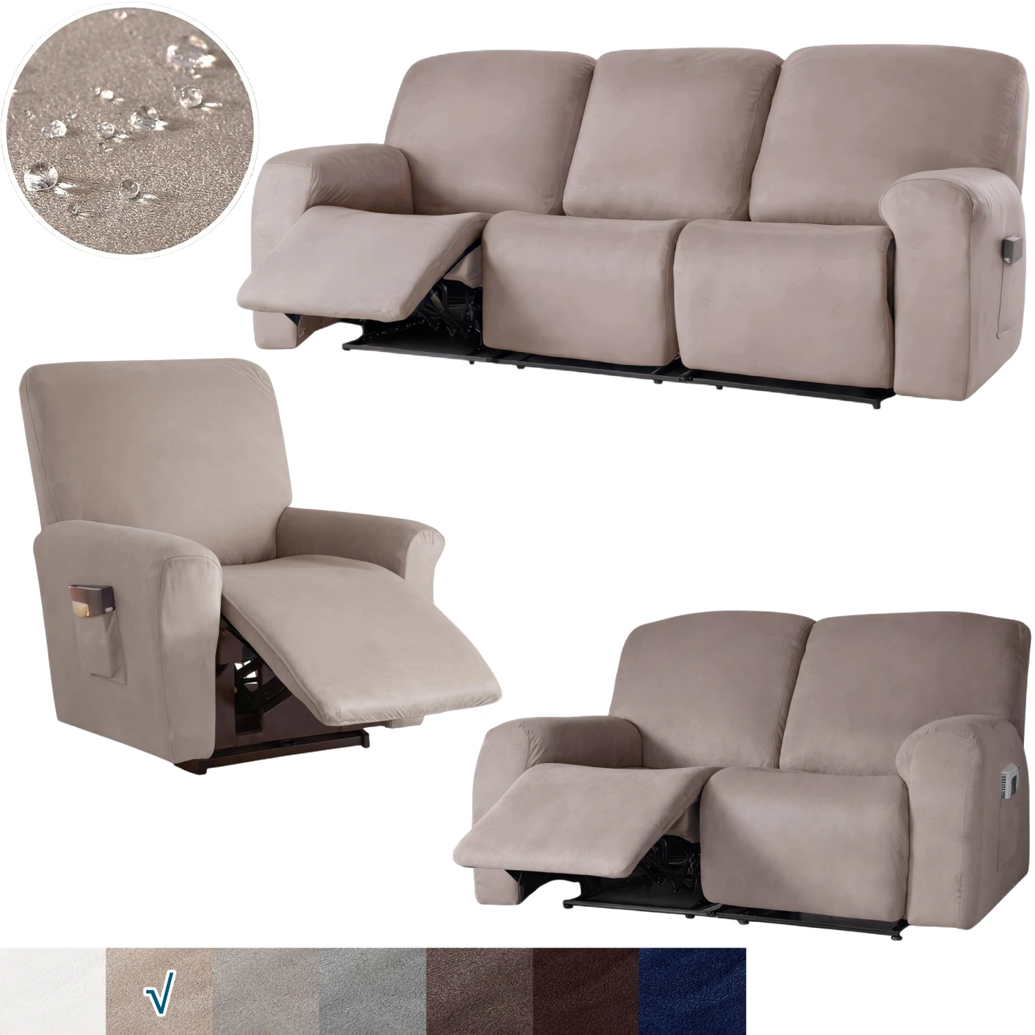 

Waterproof Sofa Recliner Cover Sofa Slipcover 1/2/3 Seater Suede Leather Fabric For LAZBOY Recliner Chair Cover
