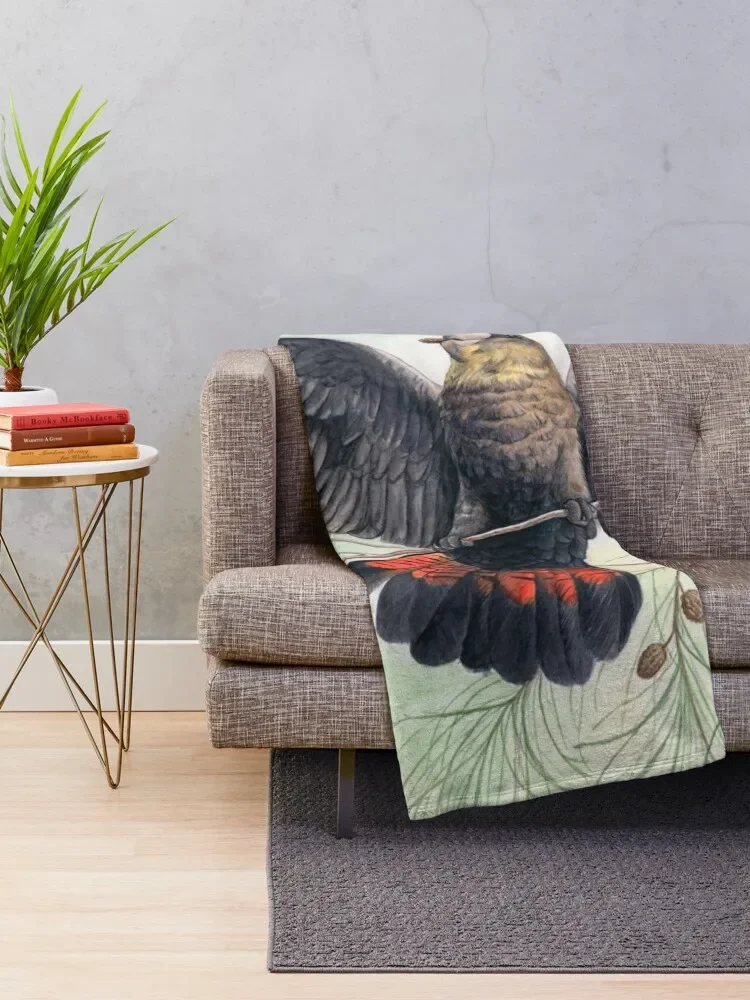 Glossy Black Cockatoo art by Nadya Neklioudova Throw Blanket Sofa Quilt Soft Big Blankets