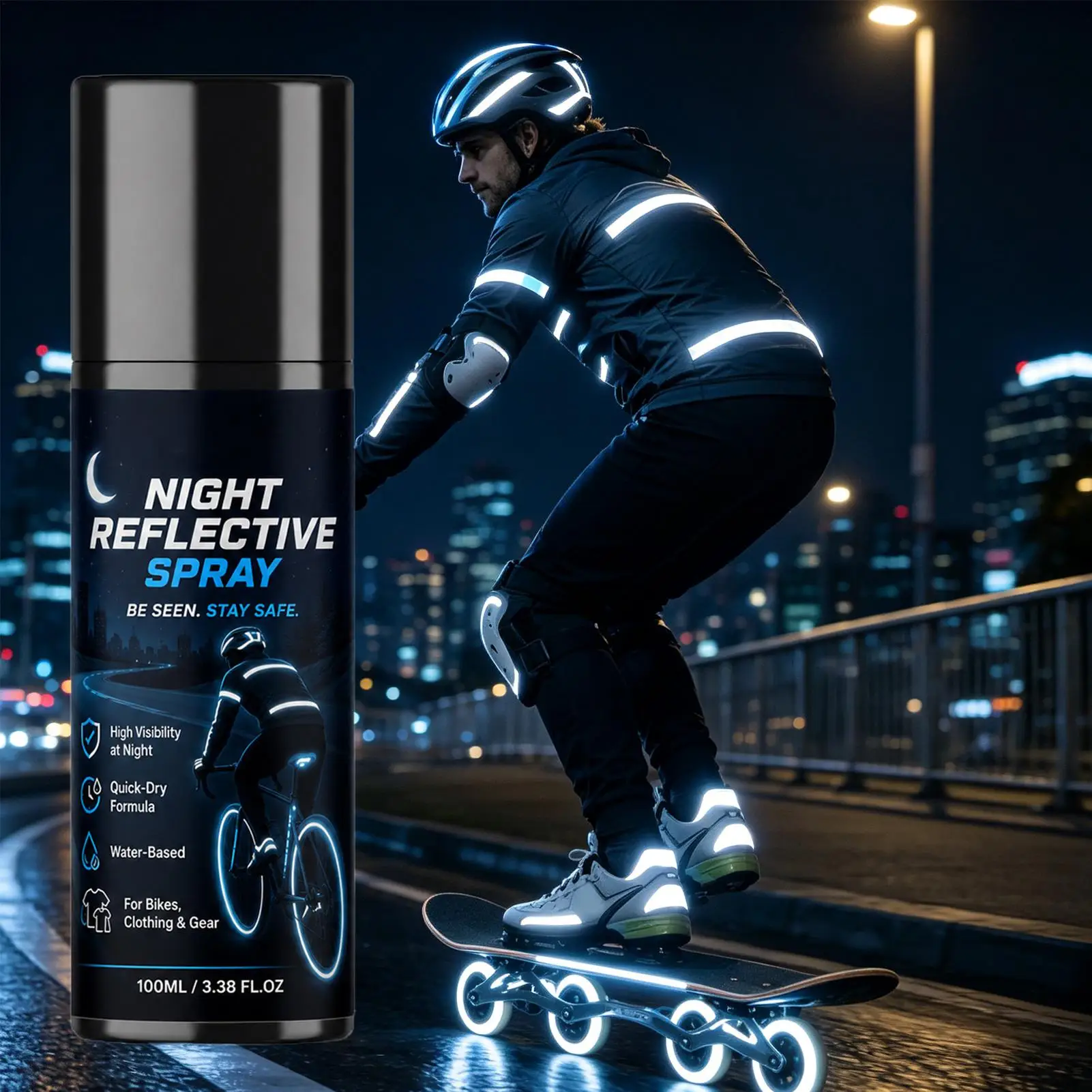 Night Reflective Spray 100ML Clear Reflective Spray Paint For Night Cycling & Outdoor Camping Activities Reduce Accident Risks