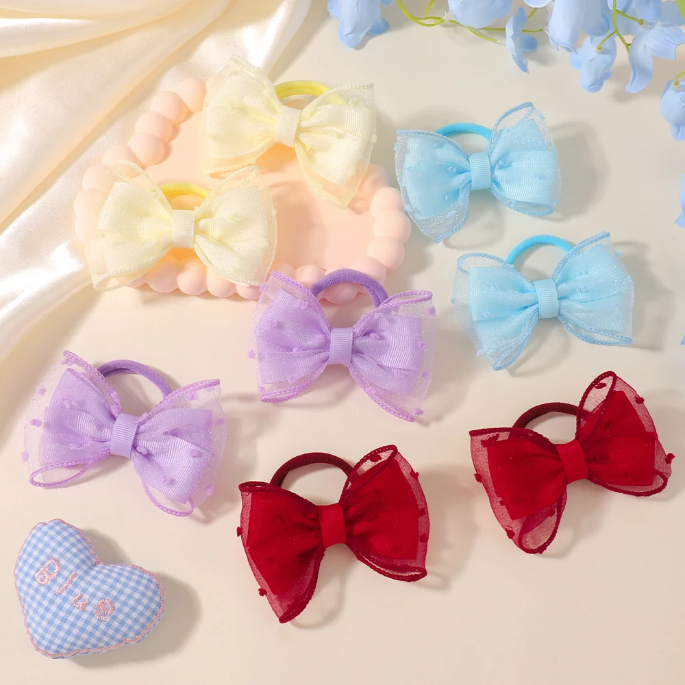 BABY BOWS 2 Stück/Set Kinder Mädchen Niedliche Doppelschichtige Schleifen-Haargummis Haarbänder Kinder Basis-Pferdeschwanz-Kopfschmuck Haaraccessoires – Detail 6
