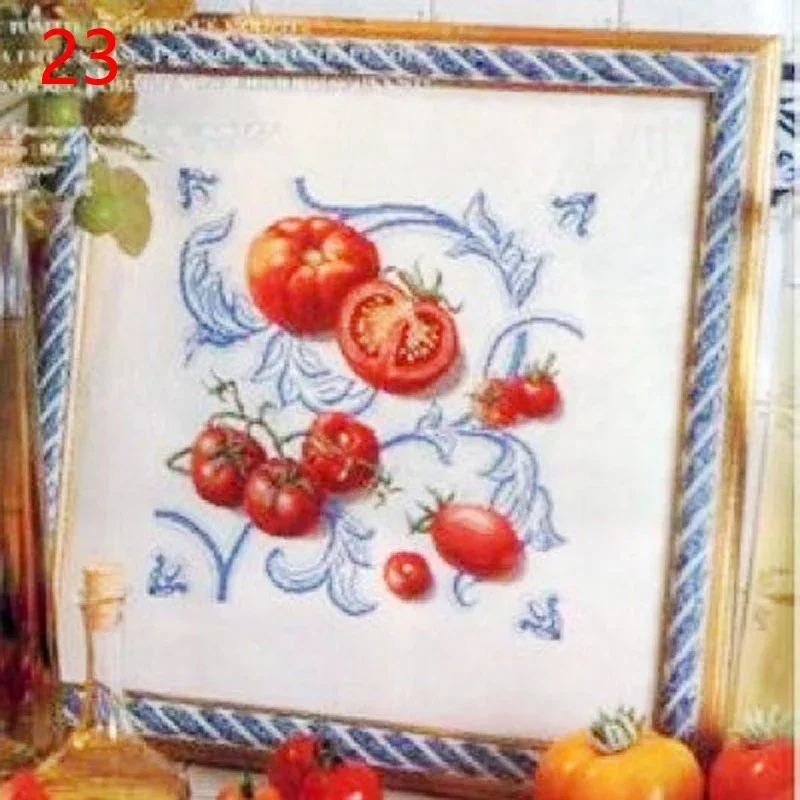 Amishop Gold Collection Counted Cross Stitch Kit Flower Fruit Vegetable Tomato Rose Orange Raspberry 1 Set Only Please Pick One