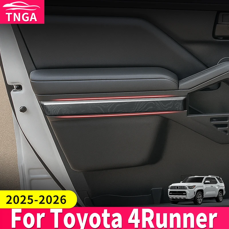 For Toyota 4Runner 2024-2026 Interior Door Armrest Garnish Cover Door Pull Handle Trim Frame ABS Styling Accessories
