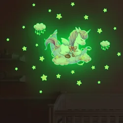 Unicorn Stars Luminous Wall Sticker Baby Kids Room Decoration Decals Bedroom Background Decor Glow In The Dark Wall paper