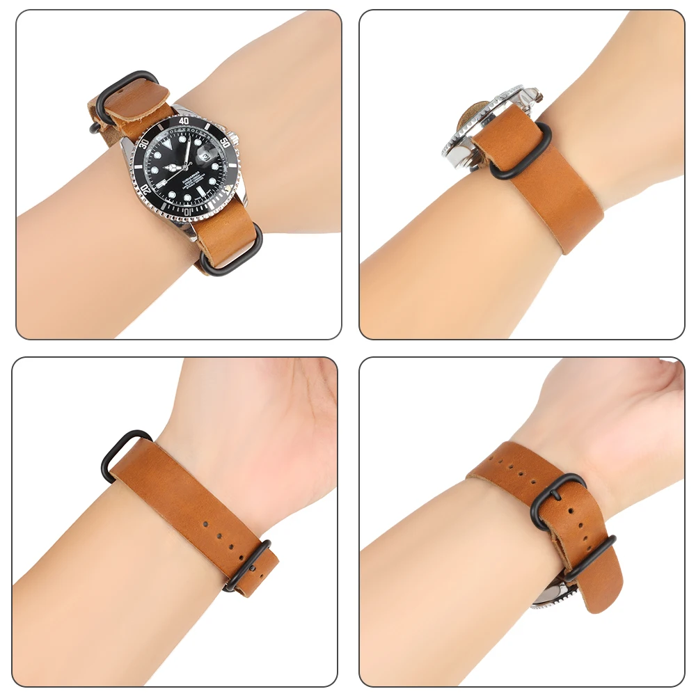 Cowhide Leather Watch Band 18mm 20mm 22mm Tan One Piece Watch Strap Replacement Watchbands for Men Women Watches Accessories
