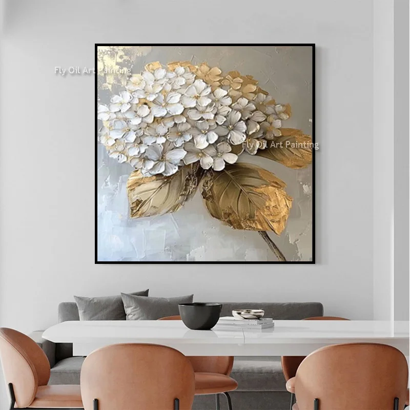 Large Colorful Beautiful Feather Canvas Thick Simple Artwork Handpainted Blue Yellow Color Mixed Oil Painting For Room Decor