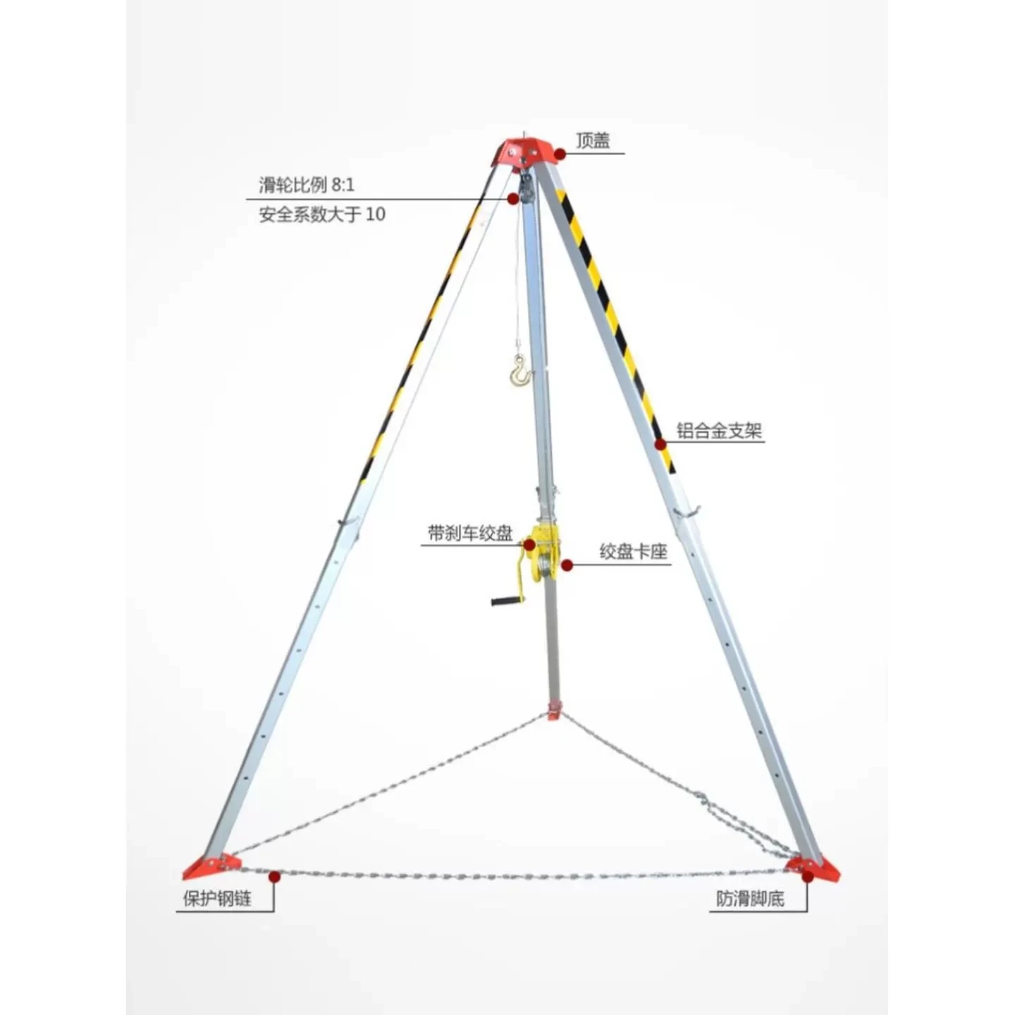 Emergency Rescue Tripod Limited Space Tripod Can Shrink the Wellhead Hole Thickened Aluminum Alloy