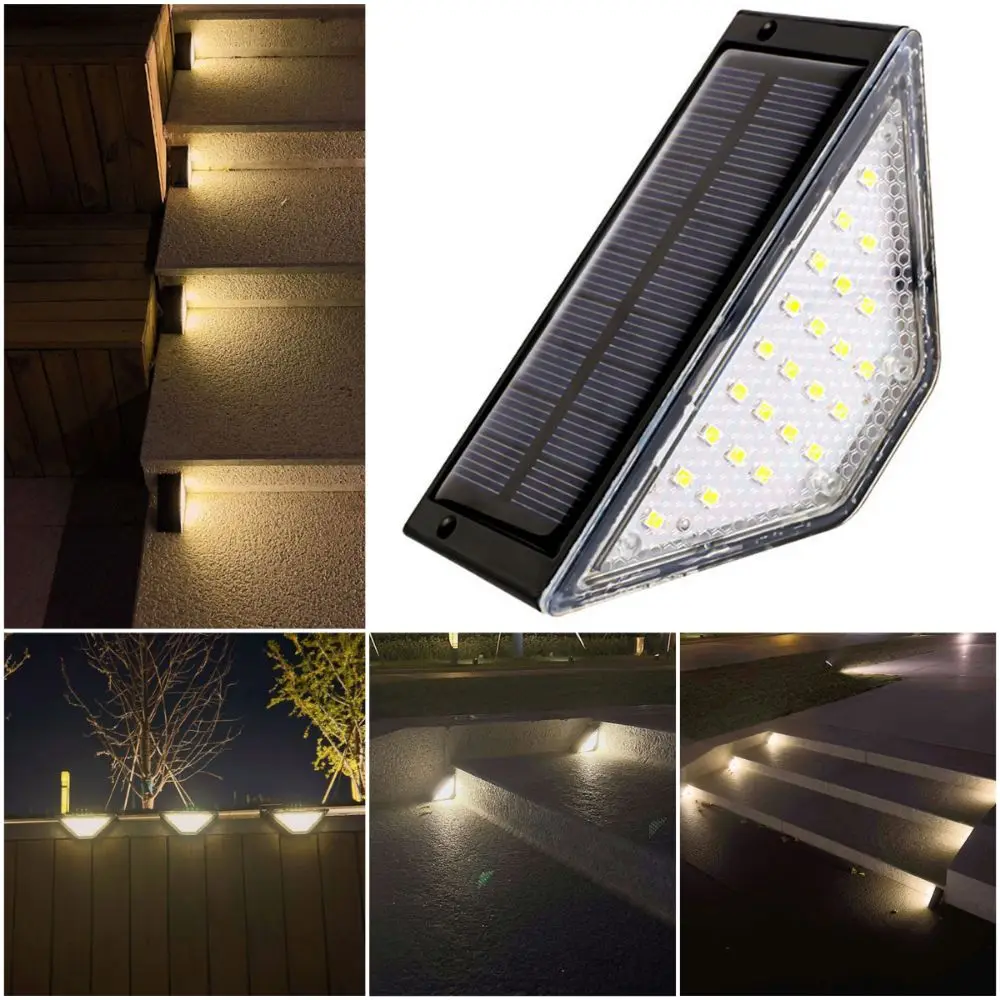 Triangle Solar Step Lamp Warm Light LED Stair Light Garden Decoration Atmospheric Ornament Outdoor Floor Light Step Deck Fence