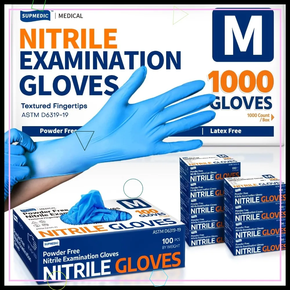 

Нитриловые перчатки без латекса и пудры, одноразовые, 1000 шт., синие, безопасные для пищевых продуктов, для приготовления пищи и уборки