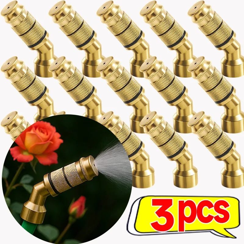 

3 Pcs Heavy Duty Brass Adjustable Misting Nozzle Leak Proof Garden Sprayer Head for Greenhouse Irrigation Plant Watering Outdoor