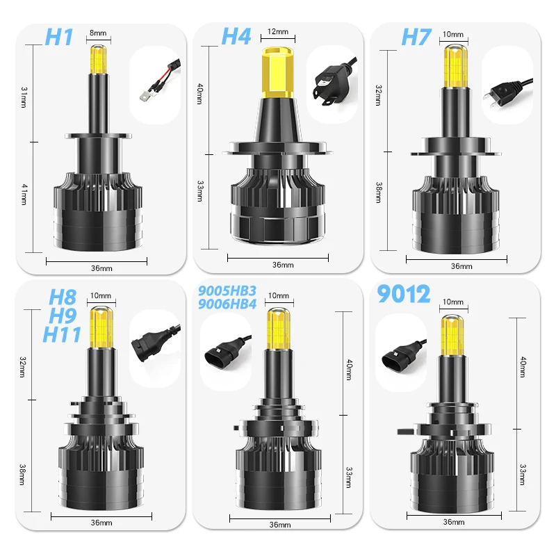 Canbus 360 LED Bulb H7 H1 H4 9005 9006 HB3 HB4 9012 Automotive Headlamp 6000K 12V 24V 60W 25000LM Fog Lamp 4300K H11 H8 H9 XR