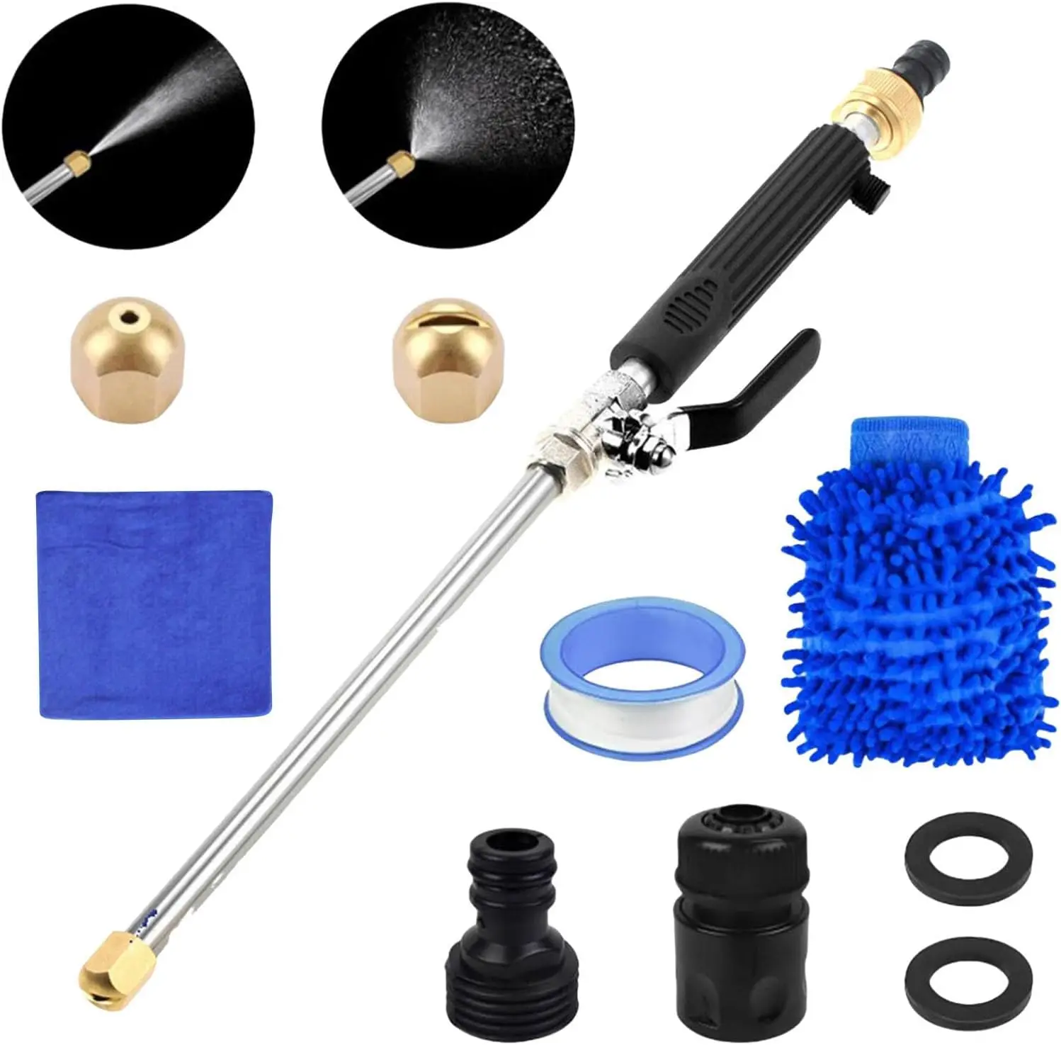 Pressures Washers Lances Wands, with 2 Different Nozzles & Hose Quick Connectors, for Lawn, Garden, Cars, Driveways, Patios