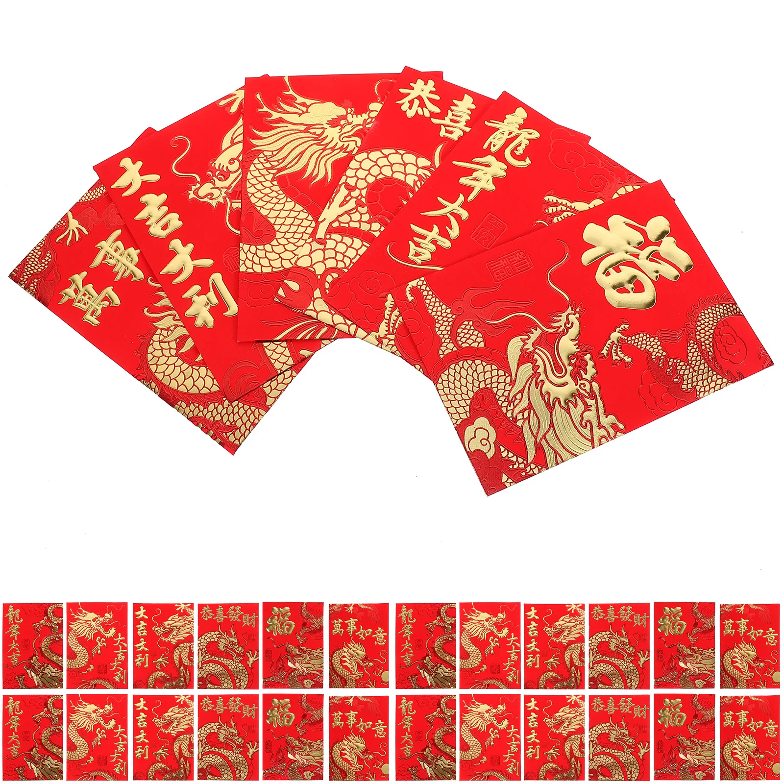 60Pcs Traditional Red Pockets Lucky Money Bags Chinese Style Decorative Red Packets for Spring Festival Money Storage Packet
