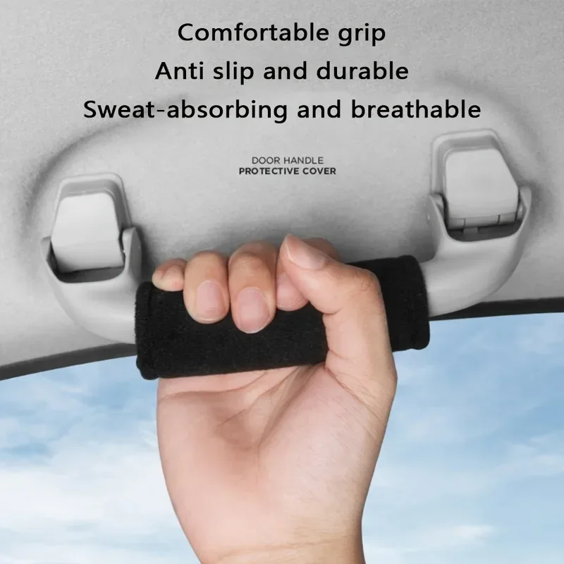 Car short plush handle cover, winter warm interior accessories, roof protection handle, anti-skid door handle cover