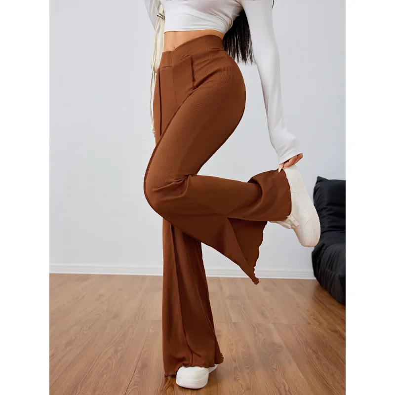 YQ1-Women's Fashion Casual Slightly Spicy Pants Autumn Winter New Elastic Waist Slimming Wide-Leg Long Pants