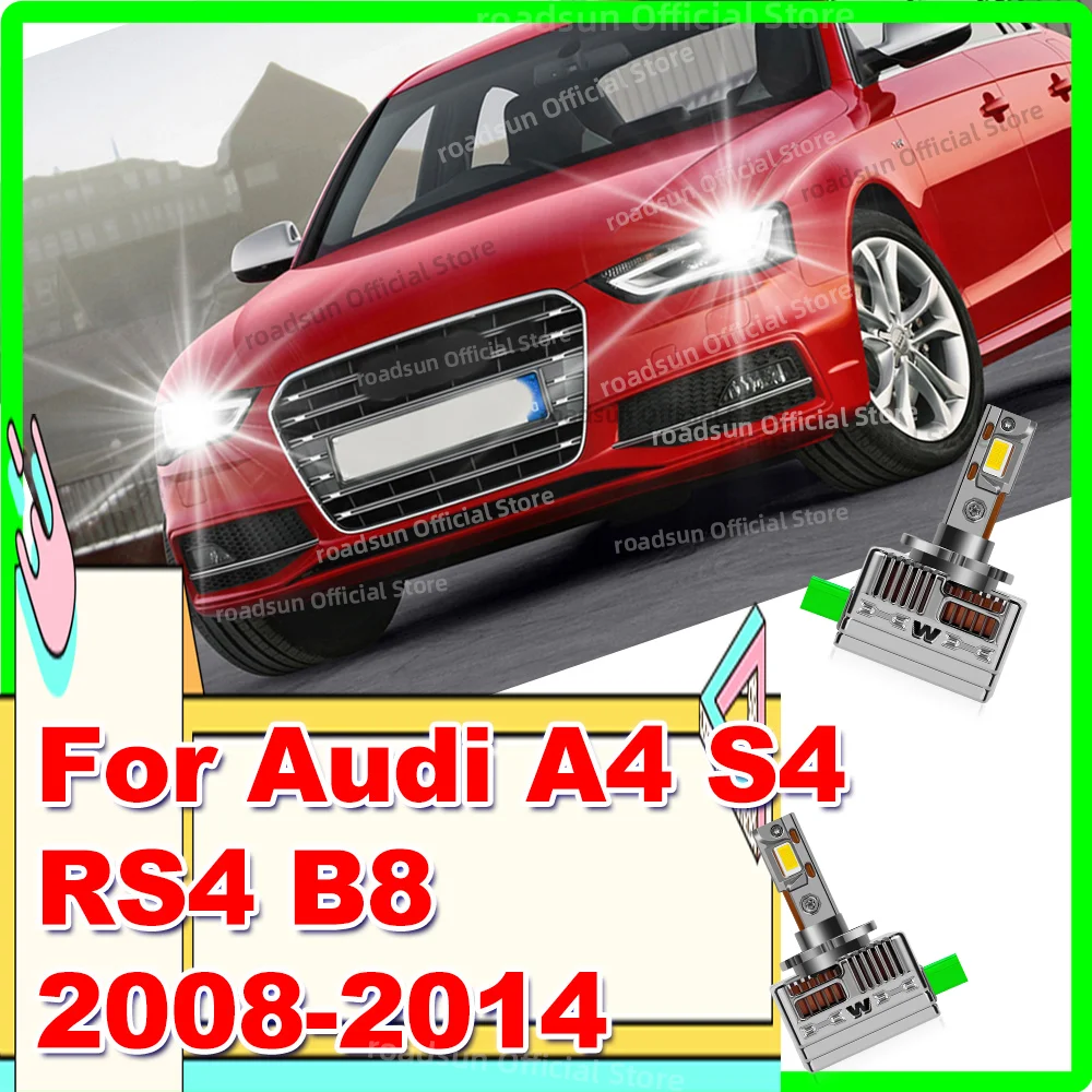 

2PCS LED Headlight HID Upgrade 50000LM Bulb Xenon Car Light for Audi A4 S4 RS4 B8 2008 2009 2010 2011 2012 2013 2014