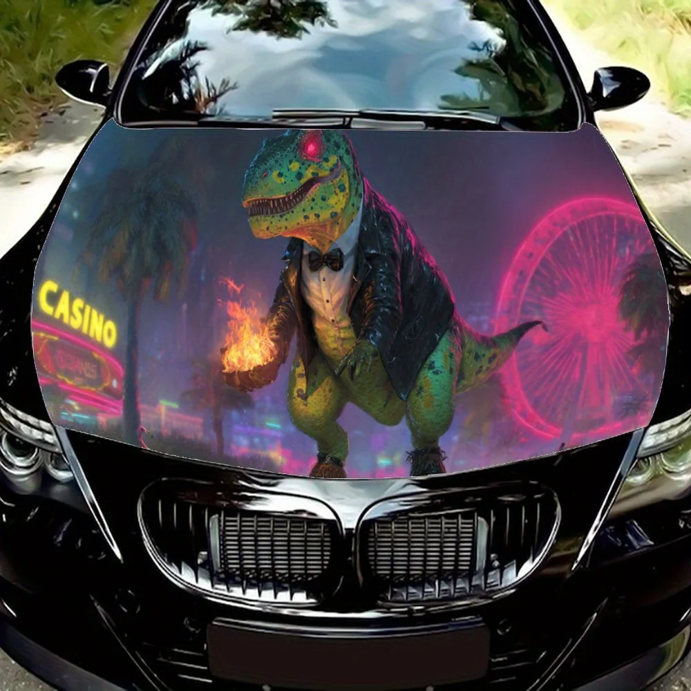Fashionable and Eye - catching Dinosaur car hood stickers, waterproof self-adhesive, scratch resistant, easy to stick, durable c