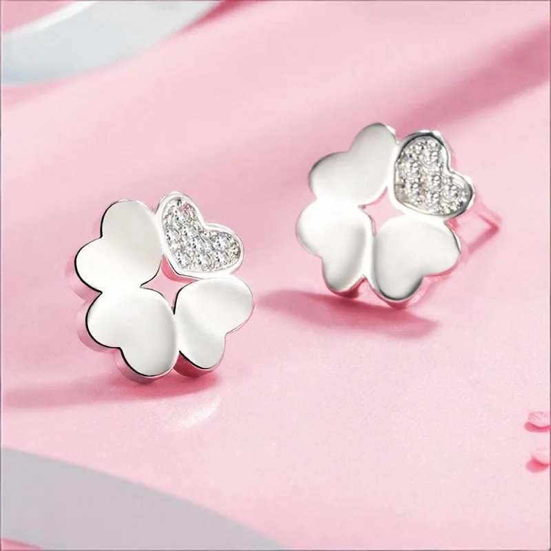 

Нежные серьги-гвоздики из стерлингового серебра 925 пробы с лепестками и кристаллами кубического циркона для женщин и девочек, свадебные, помолвочные, вечерние, ювелирные изделия, подарки