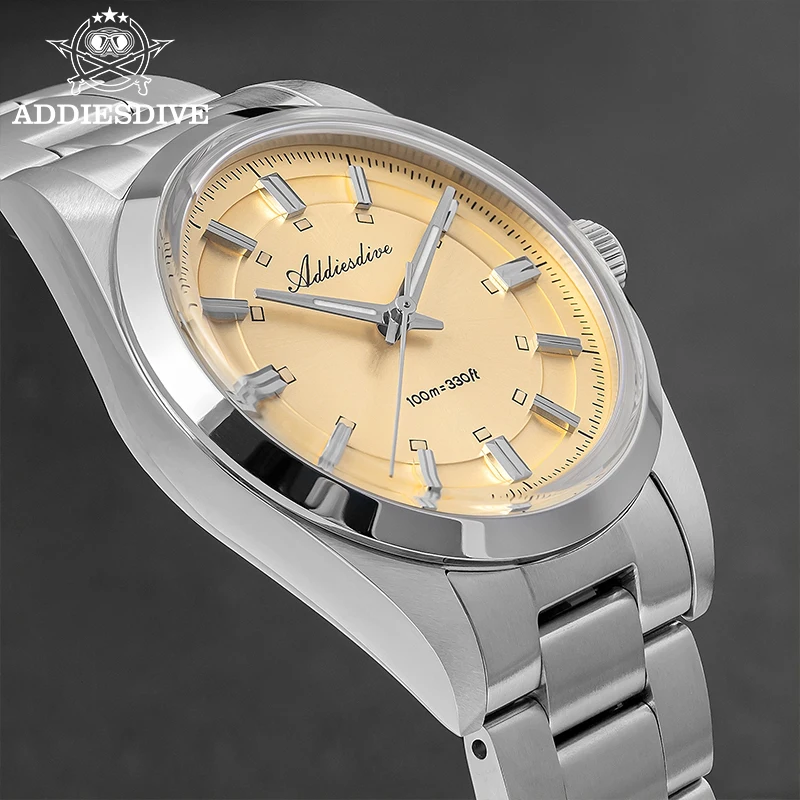 

ADDIESDIVE Men's Dress Watch BGW9 Super Luminous reloj hombre VH31 10Bar Waterproof 316L Stainless Steel Quartz Watches AD2515