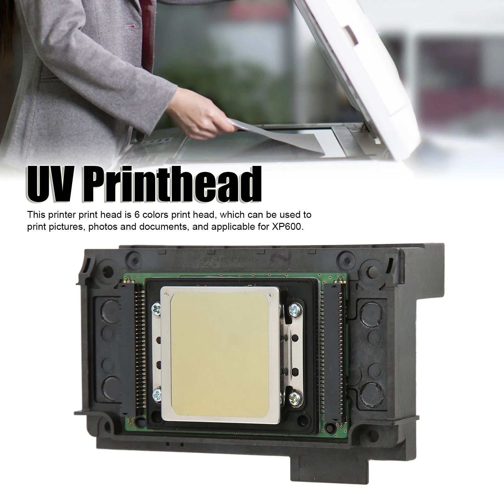 UV Printer Print Head 6 Color UV Printer Print Head Clear Printing Safe Stable Compact Printhead Replacement for XP600