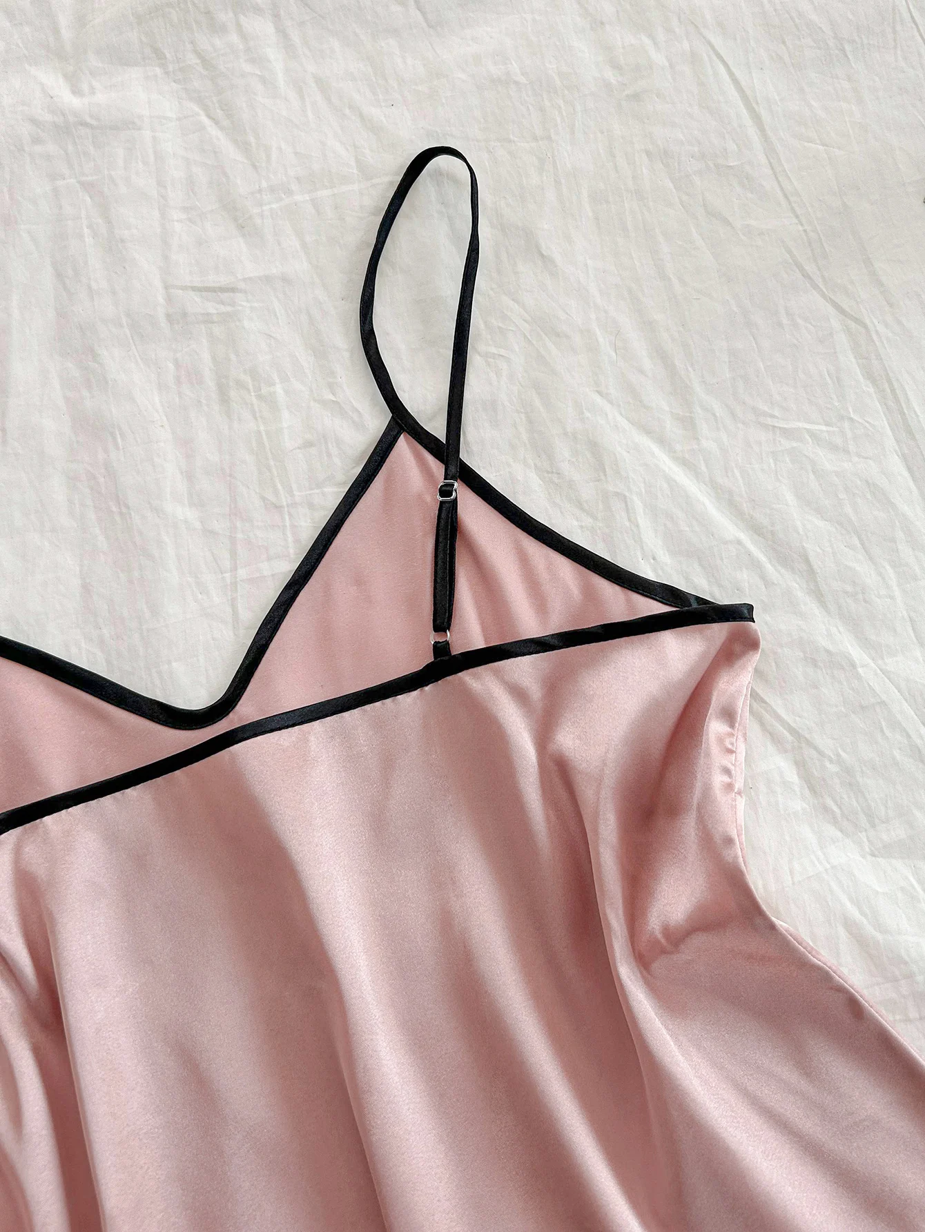 New Women Pajama Set Summer Cami Top with Ruffle Shorts 2 Piece Sleepwear Elegant and Simple Black Bow Trim Nightwear view 4